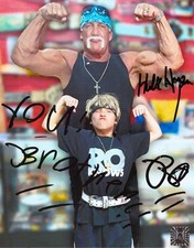 Original Autogramm von HULK HOGAN & RO KNOWS - Kinderstar - Wrestling - Hologram