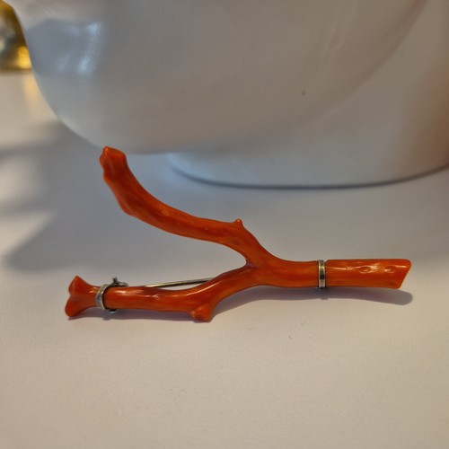 Brosche astkoralle rot orange - brosche,