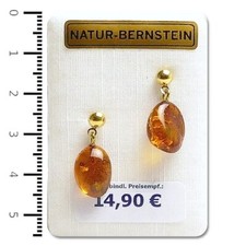 Bernstein Ohrringe Ohrstecker Ohrhänger Tropfen vergoldet nickelfrei 90203g