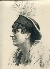 uralte original Bleistiftzeichnung F.W. Krohn, Damenporträt um 1900, ca. A4