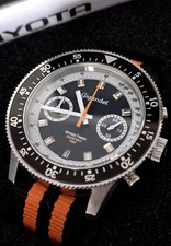 Orig Gigandet VINTAGE look Herrenarmbanduhr Chronograph Edelstahl ORANGE BOX Top