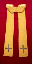 SCHÖNE GOLD GELBE STOLA KIRCHE ALTAR PRIESTER MESSGEWAND CHASUBLE ALBE KASEL