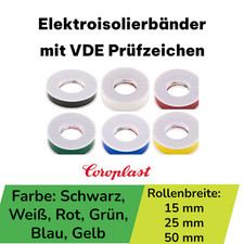 Elektro Isolierband Coroplast 10 m Klebeband Isoband Breite 15 25 50 mm VDE 👍