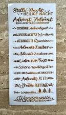 Rub on Transfer Sticker Set 1 Bogen Weihnachten Schriften Gold ca 11 x 24 cm