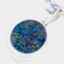 OP17 Opal SILBER 925 23mm Anhänger f. Kette silver 925 Dublette Mosaik m. VIDEO