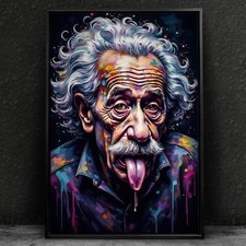 Wandbild bunt albert einstein - wandbild,,