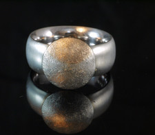 925 Sterlingsilber Ring Kopf zum Teil 585 Gold   Gr 55 ca 8 mm breit