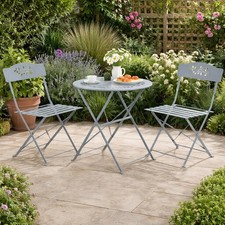 3tlg. Grau Blatt Metall Garten