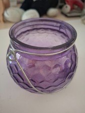 Hübscher, zeitloser Teelichthalter - Glas - lila - zum Aufhängen