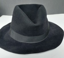 Echthaar Hut, Rein Haar, Handarbeit, Tramp Hut, breites Hutband, schwarz, Gr. 59