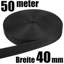 SCHWARZ ★ 40 MM / 50 METER ★ PP STARK Gurtband Taschengurt Taschenband