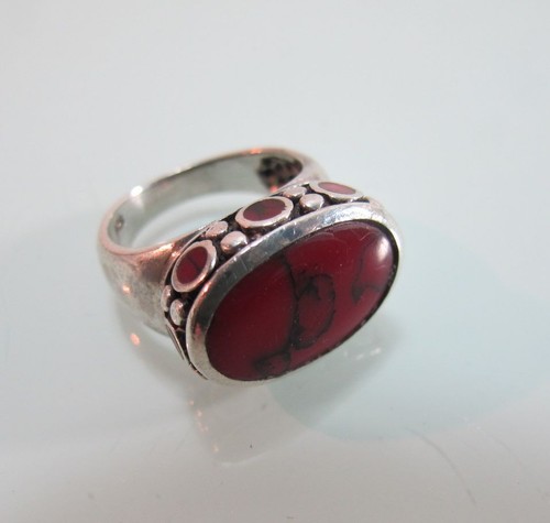 Ring roter stein massiv - ring,