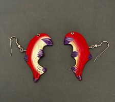 Ohrringe Holz Papageien ungetragen 5x2 cm