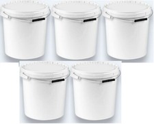 5 x 20 Liter Eimer mit Deckel, weiß,  Kübel, mit Lebensmittelfreigabe 👌👍👌