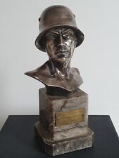 Antike Soldaten Büste Stahlhelm Wehrmacht II. WK Metall Marmorsockel 40er Orig
