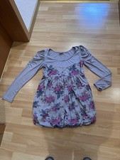 Schönes blumiges Kurz-Kleid Long-Shirt Gr. 42 mit Gummizug Kleid zur Leggings