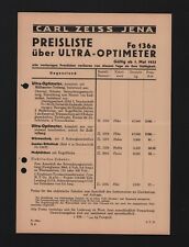 JENA, Preisliste 1933, Carl Zeiss Jena Ultra-Optimeter Fe 136a