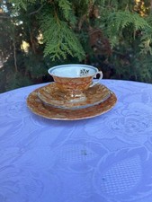 Sammeltasse 3-teiliges Gedeck Walbrzych Polen Marmoriert Orange