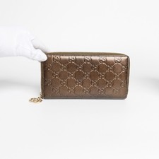 PRE-LOVED Gucci Guccissima 212110 Leather Zip Round Wallet Brown mit Originalbox