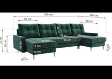 Sofa mit schlaffunktion und bettkasten Grün , Gebraucht , 500 Euro