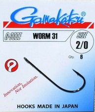 Gamakatsu Angelhaken Worm 31, Wurmhaken, Öhr-Haken, Tauwurm, Aal, Plattfisch