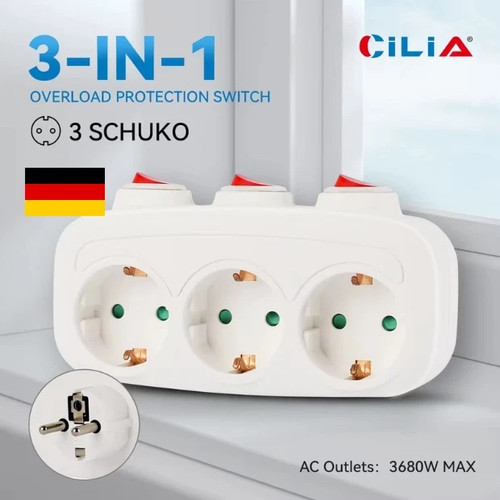 Fachs steckdose - 3-fachs, eu