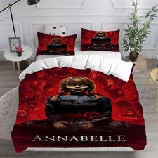 Gruselige Puppe Bettwäsche Set 21.Annabelle Bettbezug 135x200 Kissenbezüge 80x80