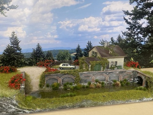Diorama fluss stadtrand - fluss, am