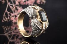 Goldschmiedearbeit Ring Saphir Massiv und Diamanten in Gold und Platin Schmuck
