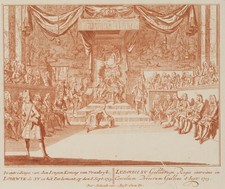 P. SCHENK (1660-1718), Ludwig XV, Proklamation, um 1712, Kupferstich Barock