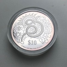 Singapur 10 Dollar Münze Year of the Snake 2001