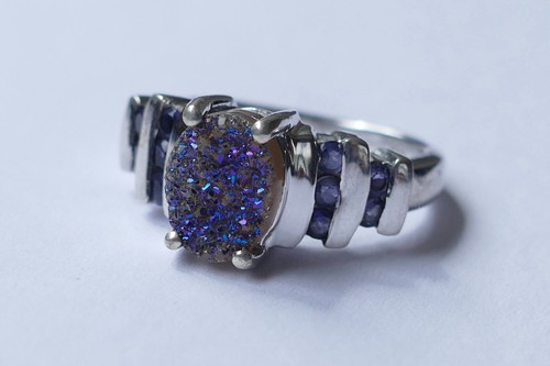 Ring violett glitzernder - , stein