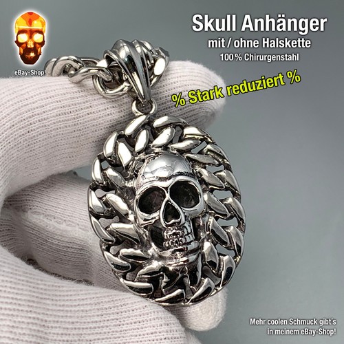 Skull anhänger edelstahl - skull,