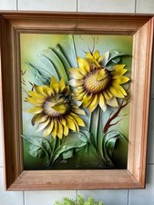 Lederbild Sonnenblumen