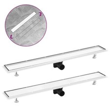 Duschablauf Duschrinne 93x14cm Edelstahl Bodenablauf 2in1 Abdeckung Dusche