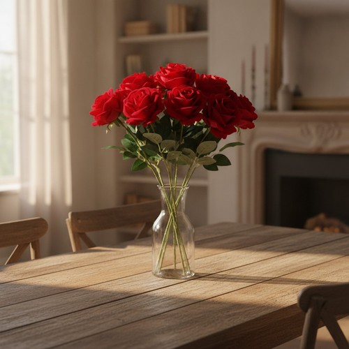 Künstliche rosen rot blumen - künstliche,