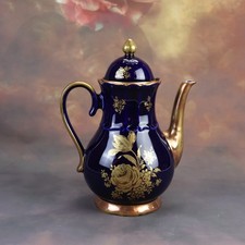 Tee Kanne, Echt Kobalt, Bareuther, Waldsasser, Bavaria, 22 Karat Gold, Handarbei