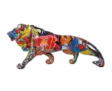 Deko Figur Skulptur Statue Dekoobjekt Löwe Street Art Urban Art Graffiti bunt