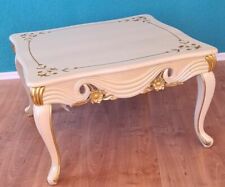 Couchtisch Wohnzimmertisch Tisch 85 x 85 Mahagoni-Holz Weiss-Gold Barock-Stil
