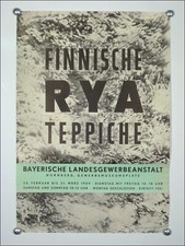 Ausstellungs Plakat "Finnische RYA Teppiche" Nürnberg 59, vintage 50er Jahre