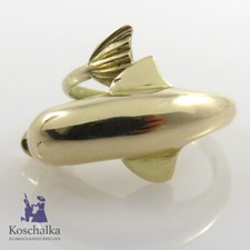 Bezaubernder 585er Gelbgold Delfin Ring, Gr. 57 - Flexibel (0606EB)