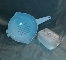 Tupperware Sieb großer Goldregen in hellblau + Butterdose in weiß