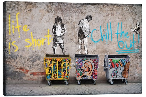 Leinwandbild banksy life is - -,