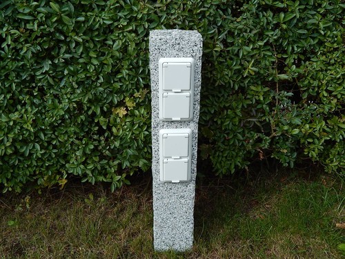 Gartensteckdose granit stele - gartensteckdose,