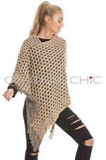 Central Chic Strickwaren dicker Poncho Cape Wickel Schal Pullover *UK-Verkäufer* 