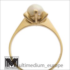 Vtg 585 Gold Ring Zucht Perle