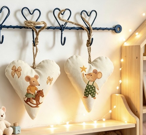 Stoff herzen hänger 2er set - herzen,