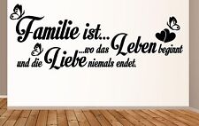 Wandtattoo 60cm Familie Wo das Leben beginnt Schmetterlinge Bilderrahmen Herz 2