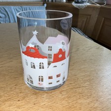 Hutschenreuther Windlicht Glas, Christmas Town, H 14cm, Durchm. 10 cm, Guter Zus