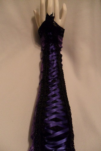 Gothic samt armstulpen lila - armstulpen, /